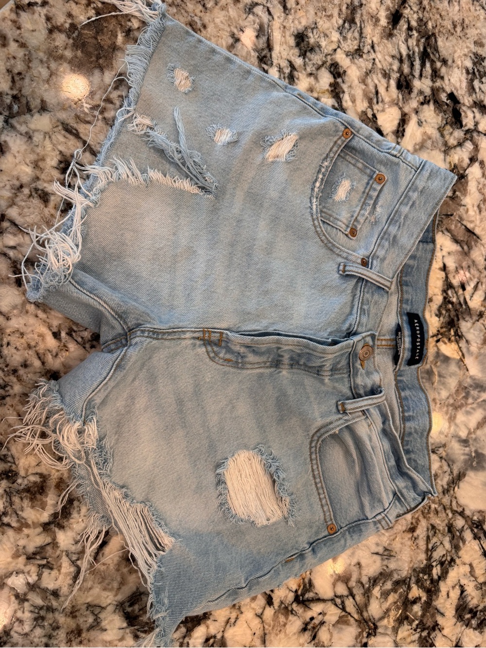 Aeropostale Light Blue Distressed Denim Shorts